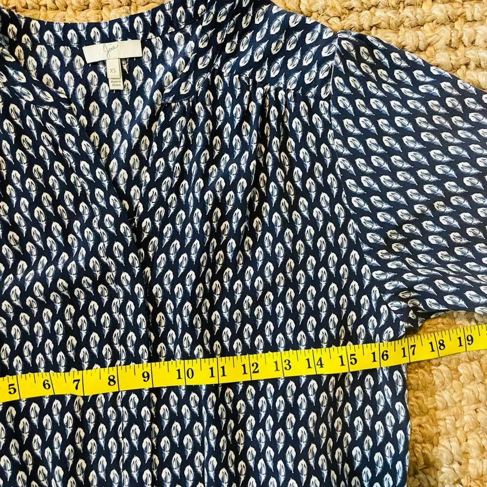 Joie XS Blue White Feather Solstice Boho Silk Romper - Picture 10 of 14